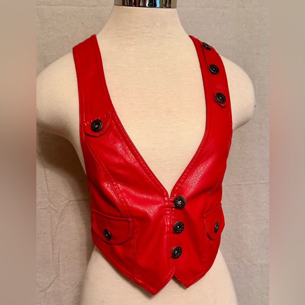 Paper Tee RED Cropped punk gothic vintage biker Vest Size M